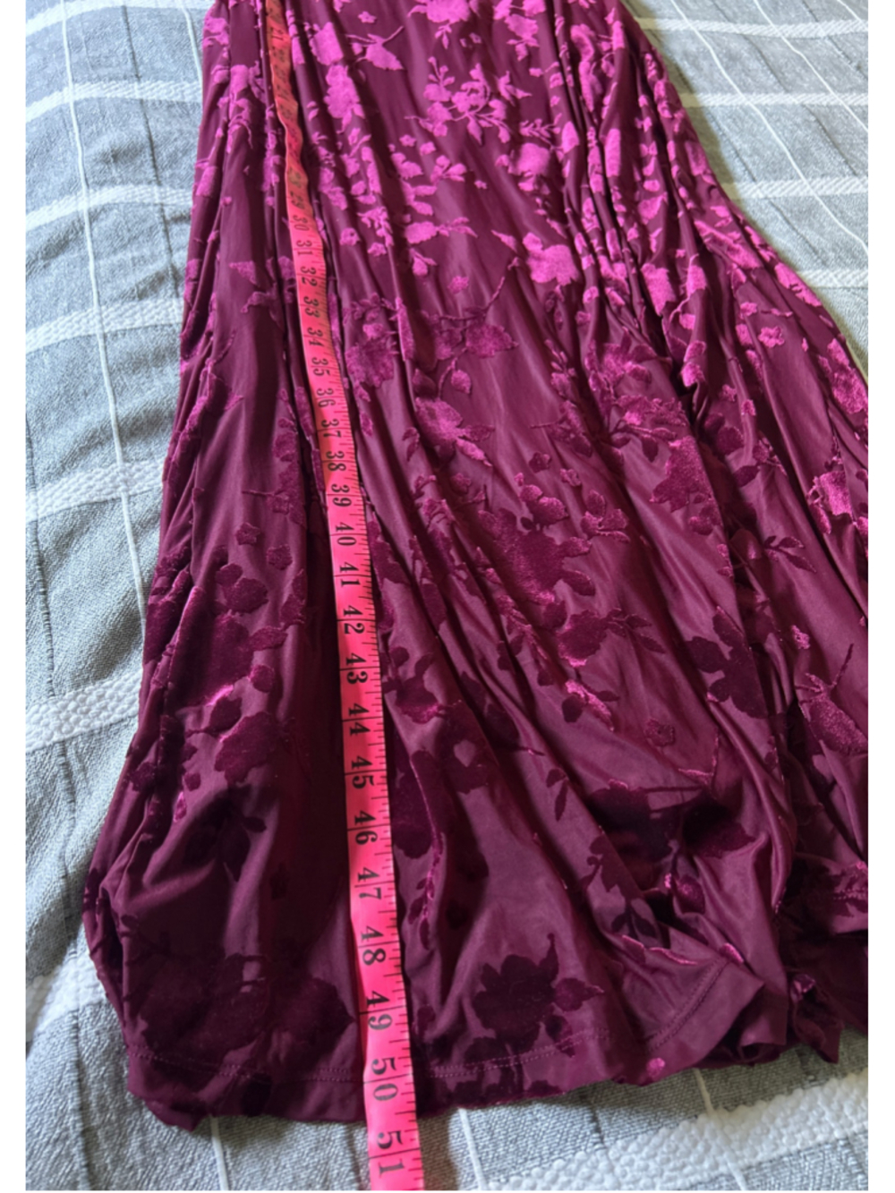 NWT Womens Velvet Floral Maxi Dress Size M Burgundy - Picture 13 of 14